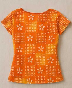 Orange Tie-Dye Printed Cotton Top