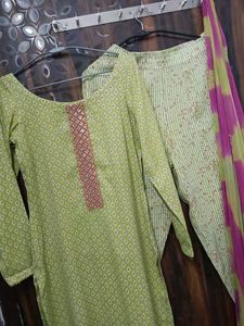 Green Printed Kurta Set