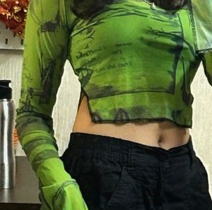 Green Graphic Print Top