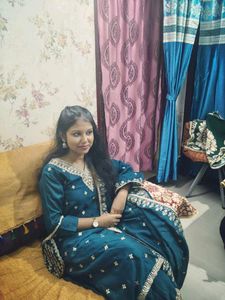 Teal Embroidered Salwar Nd Bag Is Free