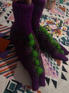 Handmade Knitted Purple Socks
