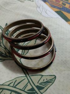 Set of Red &amp; Black Beaded Bangles