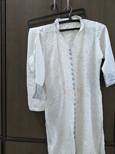 White Embroidered Kurta Set