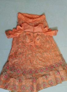 Peach Embroidered Lehenga Set