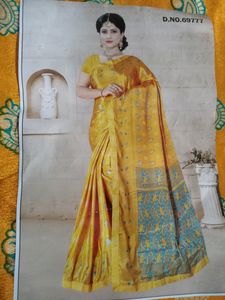 Yellow Garden Silk Saree Full Lace With Blouse