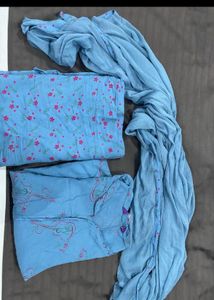 Blue Printed Cotton Suit