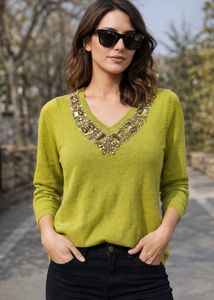 Embellished Green Sweater