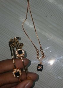 Black Stone Chain And Braclet Combo