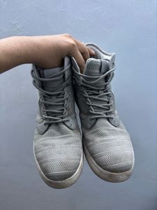 Grey High-Top Fashion Sneakers