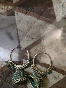Green Jhumka Earrings
