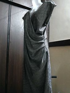 Sparkly Silver Wrap Dress Bodycon