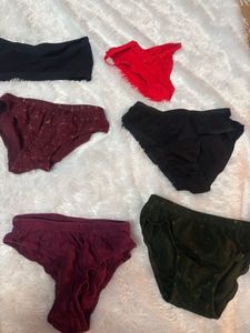 pack of 5 used panties and 1 tube bra