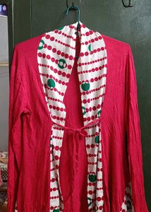 Funky Red Patterned Top Or Shrug