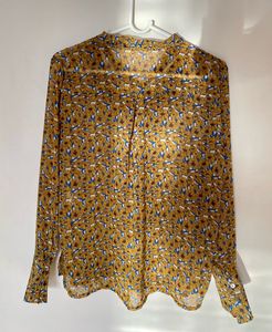 Floral Print Tie Neck Top