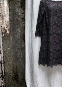5210. Elegant Gray Lace Dress