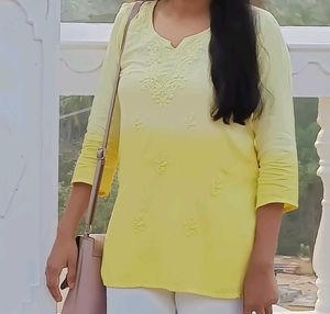 Yellow Embroidered Top
