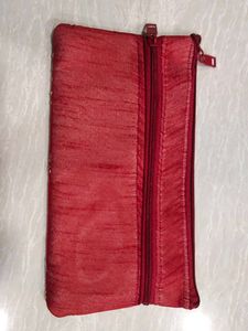 Embroidered Red Pouch