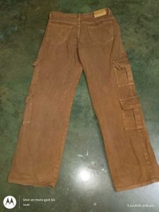 y2k rust / brick brown denim cargo jeans baggy fit