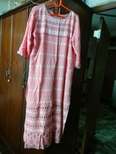 Peach Embroidered Kurta and Pant sets.