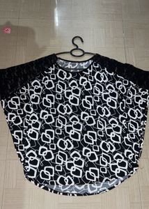 Butterfly Net  Sleeve Blacka And White Top