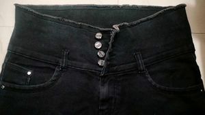 Jet Black Denim High Waisted Skinny Jean