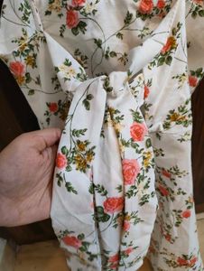 white floral bow back dress