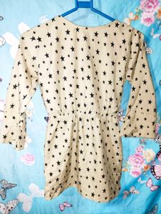 Trendy Beige Star Print Dress | Size 34