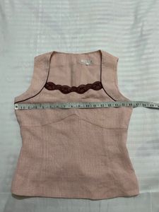 Pink Lace Trim Tank Top Bust 30
