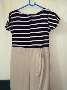 black nd white with beige colour jumpsuit