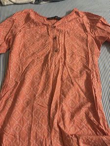 Peach Printed Kurti