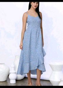 Pinteresty Floral design Ruffle Hem Midi Dress