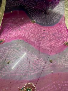 multicolored bandhej saree  with work