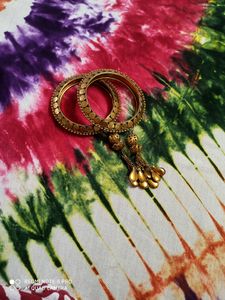 Fancy Golden Jhumka Bangles Set