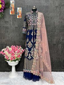 Blue Long Top With Lehenga