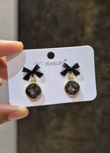 Black Pearl N Bow Earrings