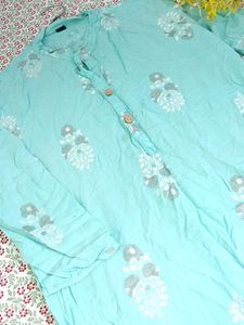 💙 Aqua Blue Printed Kurti 💙