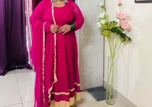 Hot Pink Anarkali With Gotta Patti