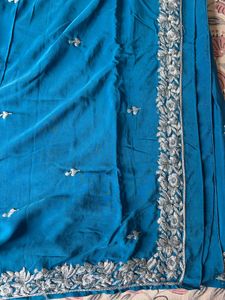 Pure crepe embroidery saree