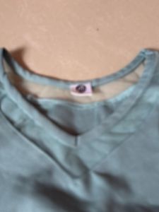 Casual Blue V-Neck Top