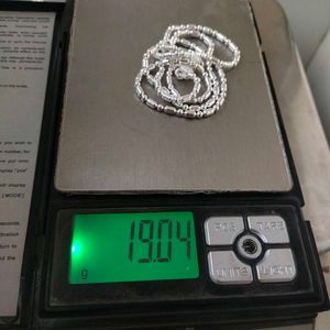 Pure Silver ._. Dot Ball Mix Snack Chain  22&#34;inc