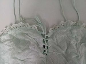 Bershka Powder Blue Lace Trim Cami Top