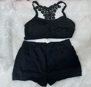 Black butterfly Lace Lounge Set