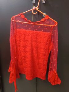 Hot Red Lace Top