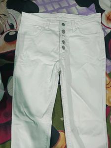 White Button-Front Jeans