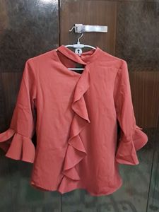 Ruffled Top with Unique Neckline