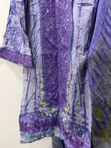 Purple Embroidered Pant Suit