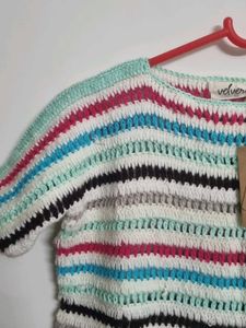 Striped Crochet Knit Top