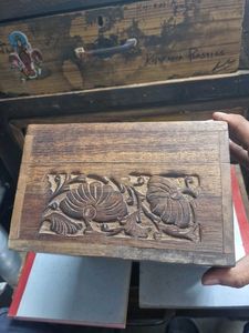 Vintage Wooden Box with Tile Inlay