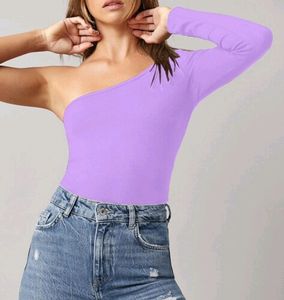 Lavender One Sided Stylish Crop Top