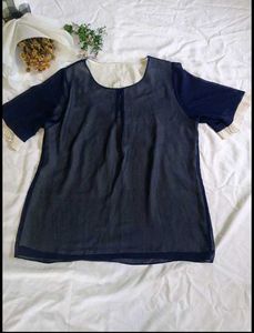 Navy Blue Sheer Top